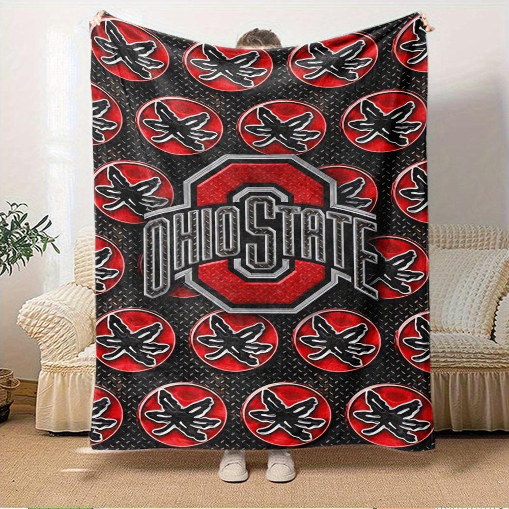 

1pc Ohio State,Buckeyes,FootballTheme Digital Printed Flannel Blanket, Super Soft Plush Fleece Bed Cover, Multi-Function Four Seasons Hypoal 150x180cm
