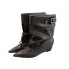 Korean Version Of Niche Retro Style Pointed Pile Boots Women'S Autumn And Winter Pleated Mid-Tube Boots Slope Heel Fashion Boots Women