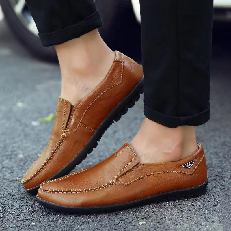 Spring Autumn Men's Casual Leather Shoes 2025 Soft Leather Business Flat Shoes Comfortable Slip-On Men's Loafers Wedding Party
