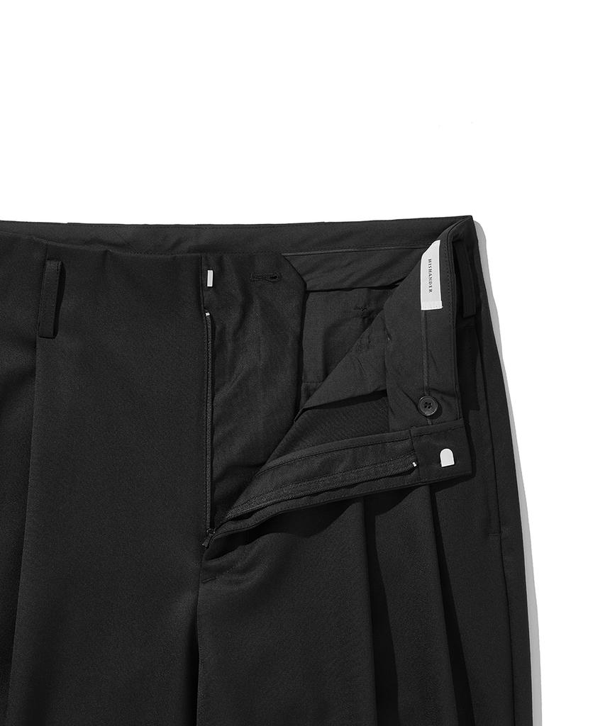 HISHANDER Unset Two Pleats Pants Black