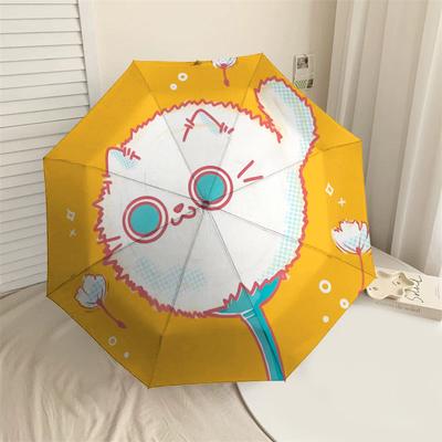 Fluffy Cat Dandelion Umbrella: Cute Design with Automatic Opening & Closing, Lightweight and Durable  019