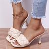 Luxury Slides Women High Heels Mules Fetish Pumps Individual Weave Leisure Blue Office Ladies Prom Slippers