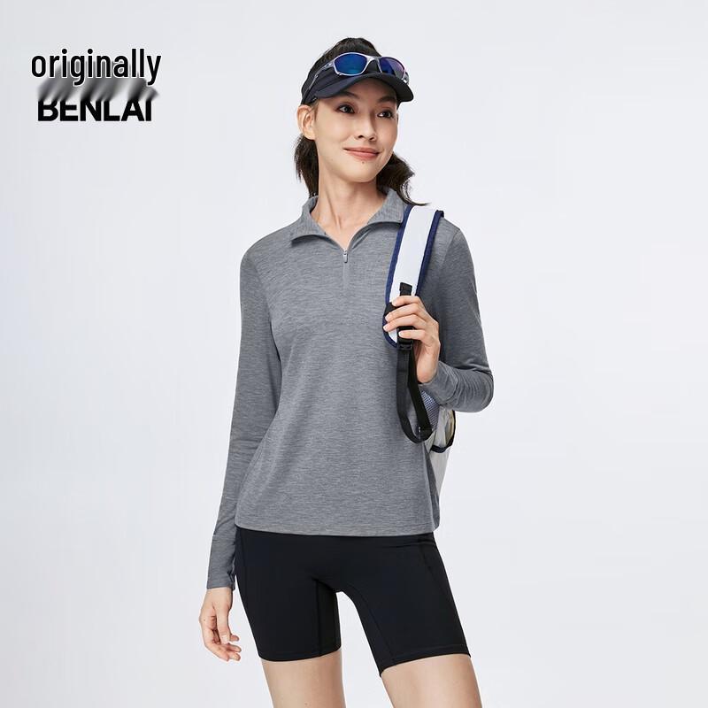 

BENLAI Women s Slim-Fit Wool Blend Stand Collar Long Sleeve T-shirt XL