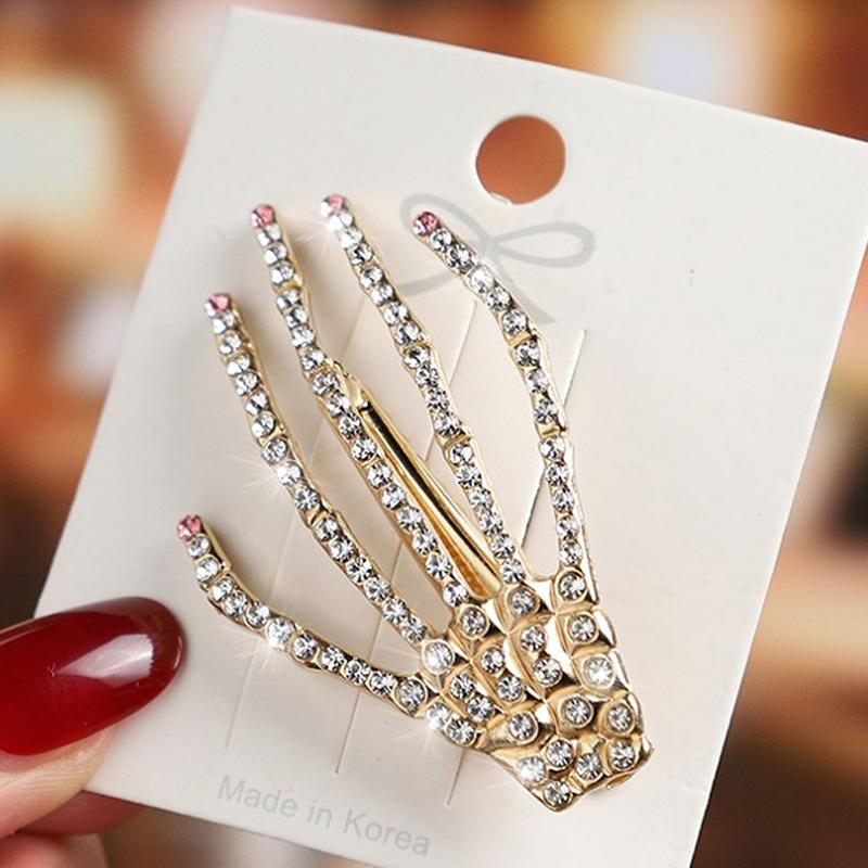 1Pc Punk Style Skull Claw Hand Bone Hair Clips Alloy Hairpins Headband Barrettes