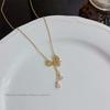 18K Gold Titanium Rhombus Clavicle Chain Necklace - Women’s Trendy Geometric Choker Pendant