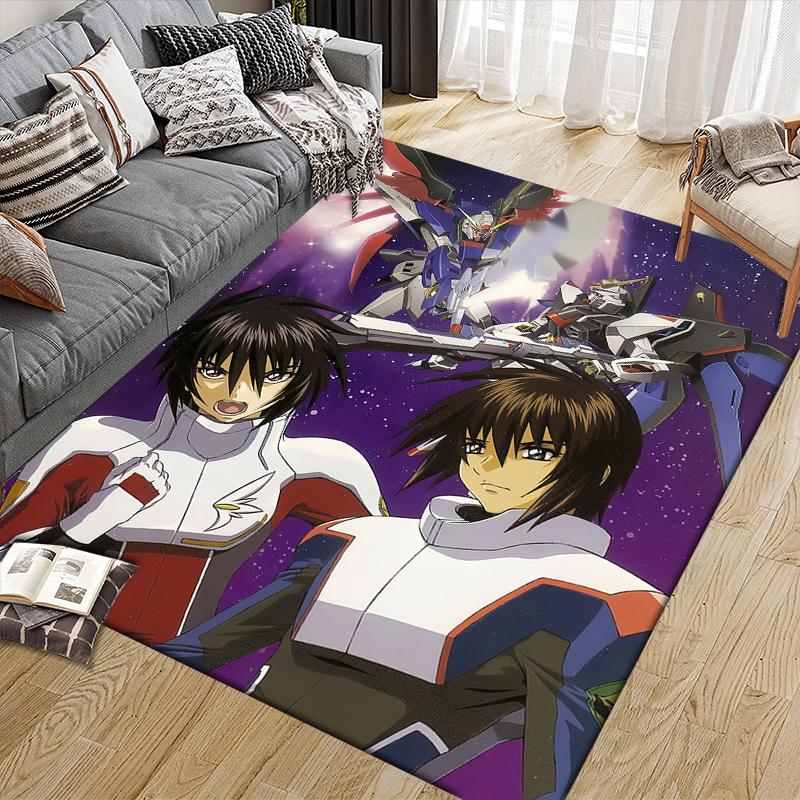 Mobile Suit Gundam Dark Square Area Rug, Non-Slip Floor Mat for Living Room, Perfect Gift for Gundam Fans.chl