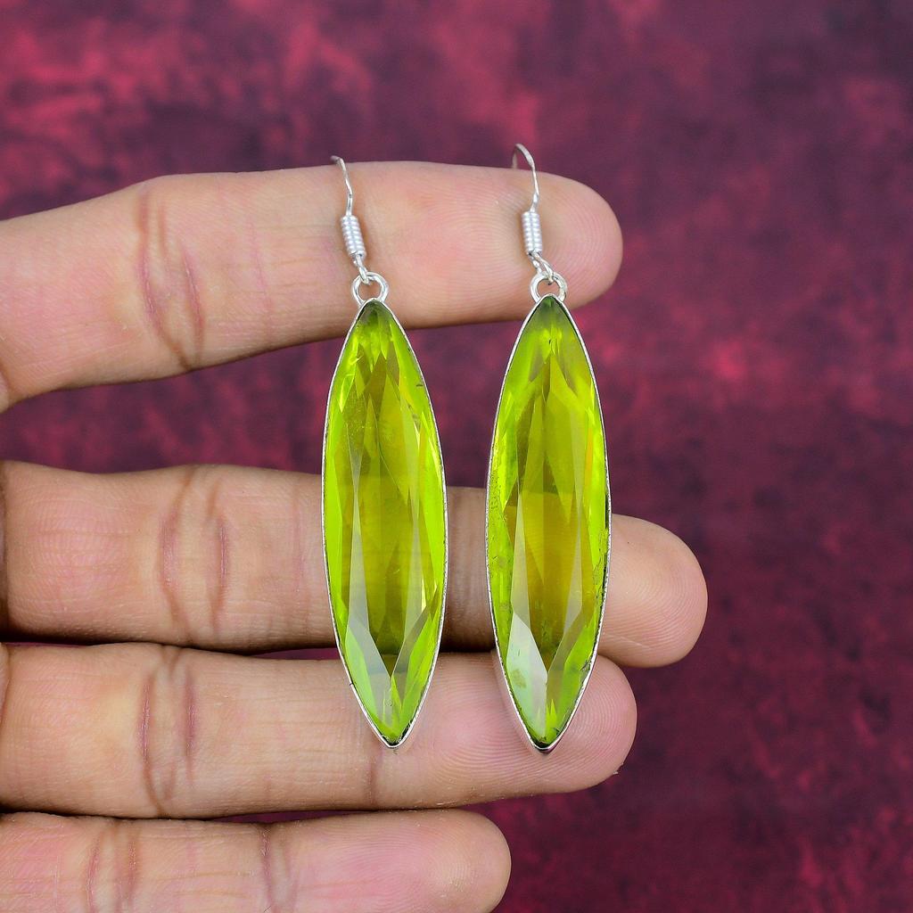 Lemon Topaz Earrings Gemstone Jewelry, 925 Solid Sterling Silver Handmade Earrings, Latest Design Jewelry