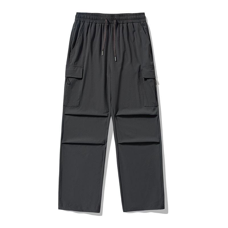 Unisex Outdoor Quick-Dry Ice Silk Sports Pants - Plus Size, Paratrooper Style, Casual, Straight-Leg, Loose Fit XL темно-серого