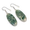 Natural Moss Agate Gemstone 925 Sterling Silver Jewelry Earring 1.89" AE-13044