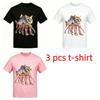 Funny Cartoon Fish Cat Monster Print Kids T-Shirts Summer Fashion Street Outdoor Casual T-shirt Tops for Boy and Girl's Tees Top