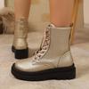 Fashion 2025 New All-match Military Boots Snow Fashion Autumn New Women Retro Work Boots Outdoor Platform  Lightweight Women Boots