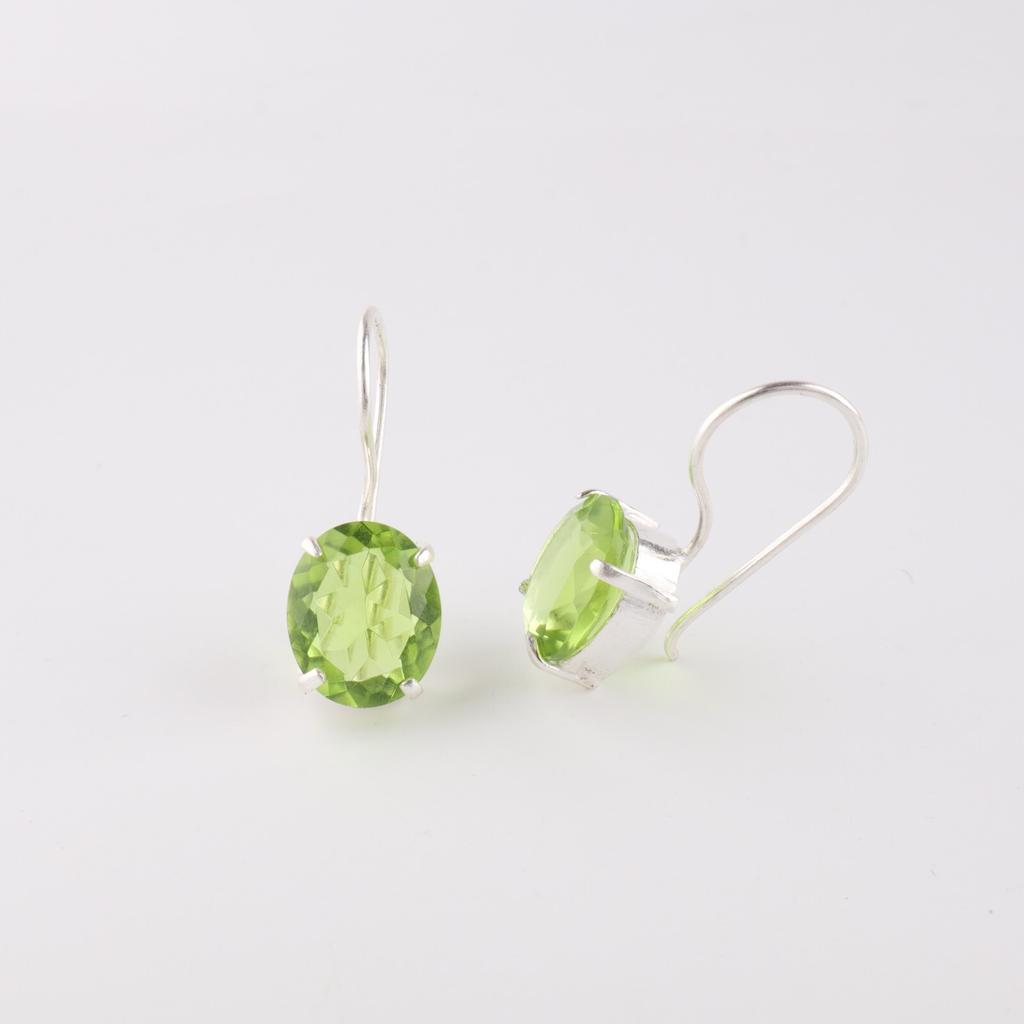 Peridot Piatră Prețioasă Bijuterii Argint Sterling 925 Cercei pentru Femei 1,05" Cadou Pentru Mamă EE-173-5