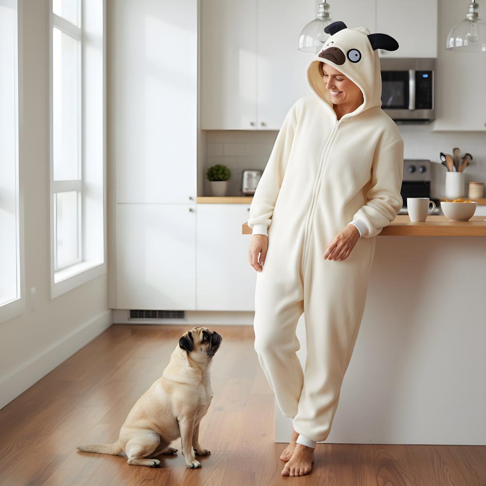 Piżama Onesie Kigurumi Kostium Przebranie Mops Xxl: 185 - 195Cm