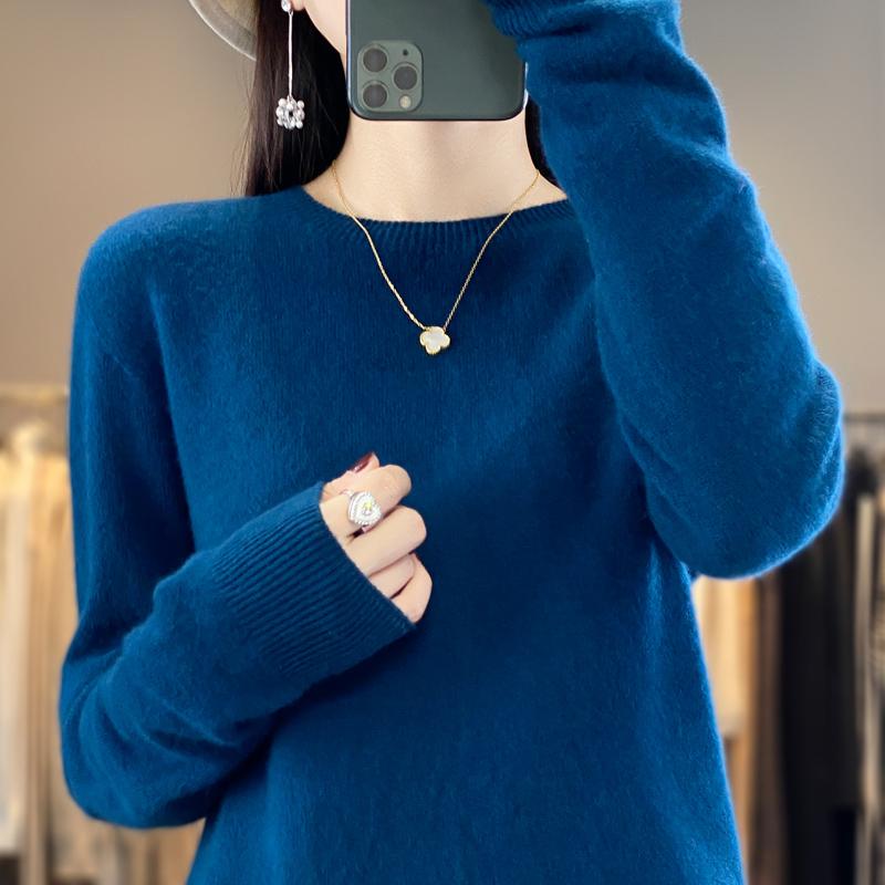 Women's Cashmere Sweater Qinghe Cashmere 30% Cashmere 70% Wool Autumn and Winter Cashmere Pullover Soft and Warm