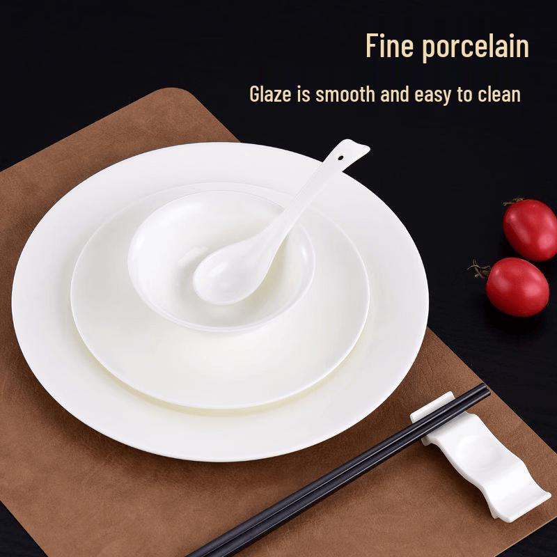 Erheshen Pure White Bone China 5-Piece Tableware Set