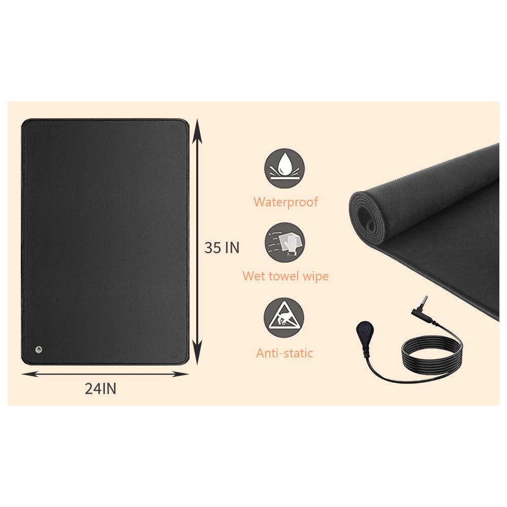 Jordningsmatta Kit, 60 x 90 cm Jordterapimatta, Yoga- & Sömnmatta, Förbättra Sömn, Energi, Smärtlindring, Inflammation, Välbefinnande, 15 ft Sladd Ingår