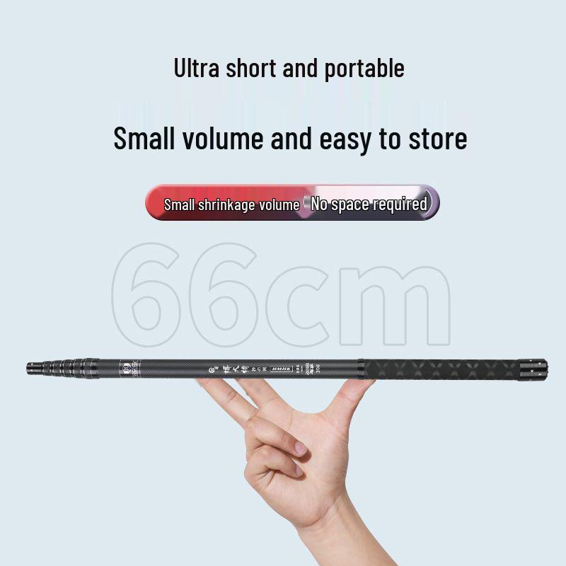 Ultra-Light Ultra-Hard Carbon Telescopic Landing Net Pole, 3m, Thickened Reinforced Short-Section Design