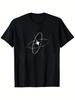 Unisex T-shirt Men's Heavyweight T-Shirt - Black with White Atomic-like Radial Lines - Relaxed Fit Casual Everyday