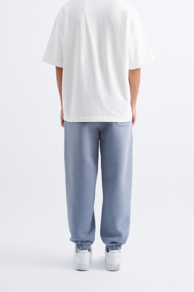 Męskie Spodnie Dresowe Jogger Relaxed Basic - Nowy Niebieski Dym