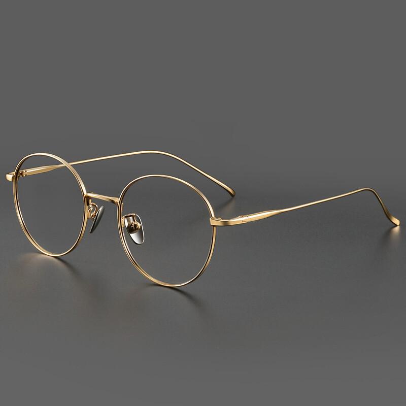 

Vintage Comfortable Myopia Eyeglasses Fashion Round Pure Titanium Eyewear Luxury Prescription Presbyopia Glasses Original Lenses золотой