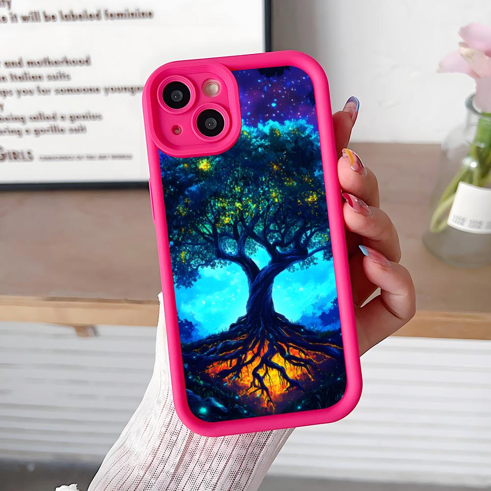 World Life Tree Mobile Phone Case for iPhone 17 16 15 14 13 12 11 Air Pro Max Plus Thicken TPU Colorful Cover Cover Cellphones