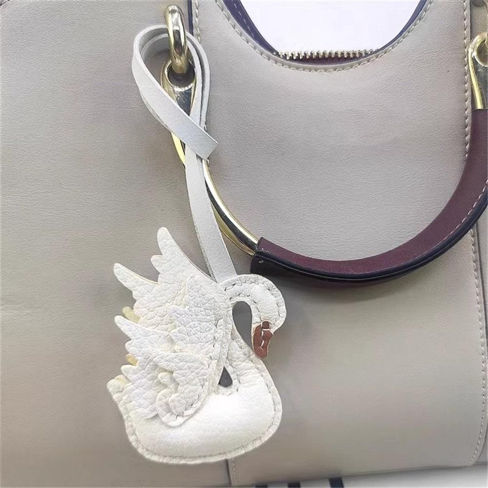 White Swan Leather Handmade Exquisite Bag Charm Car Keychain Pendant