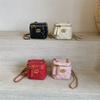Childrens Fashion Lattice Print Solid Color Crossbody Bag With Pu Material For Toddler Girls Daily Use