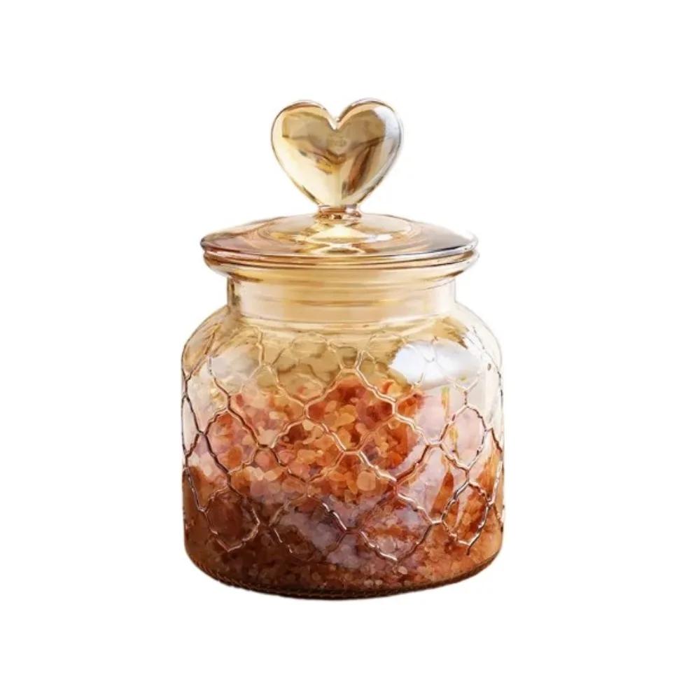 Modern Transparent Glass Sealed Jar with Shape Lid Exquisite Pickle Jug Large Capacity Grain Storage Bottle Kitchen