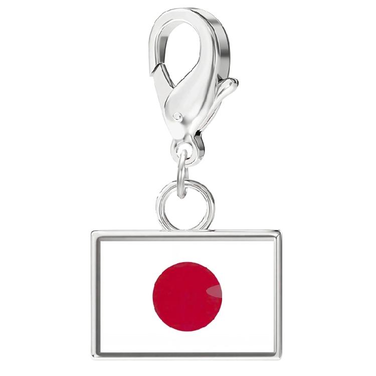 Stainless Steel Country Flag Bracelet Pendant Hand Chain Charm Travel Wristlet Keychain with Lobster Clasp and Small Profile