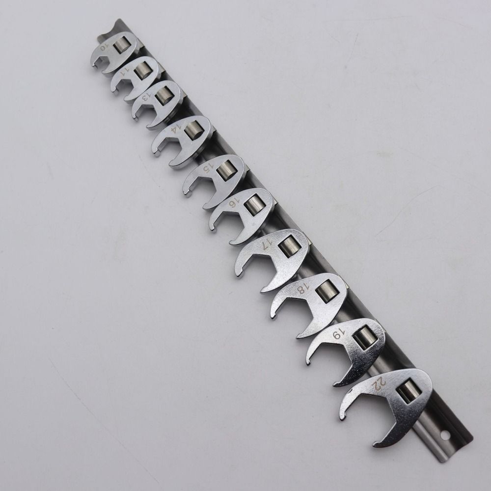 

10 Pcs 10 To 22mm Crowfoot Wrench Set Nuts Horn Wrench Head Durable Open End Spanner Fastening срібний