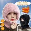 Women's Outdoors Windproof Scarf Hat, Warm Knitted Face Mask Hat Cap Scarf