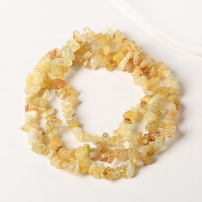 Citrine Crushed Stone Long Chain Bracelet - 80cm Demagnetizing Raw Polished Irregular Shapes for DIY Jewelry.