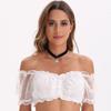 New Women's White Ding Dong Suit Oktoberfest Clothing Top Short Sleeve Shirt