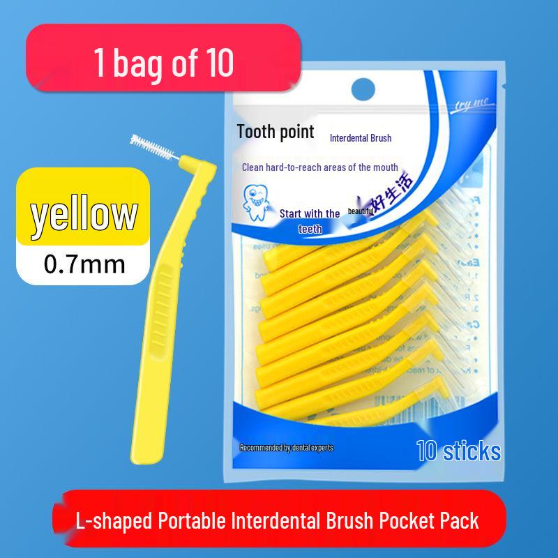 L-Shaped Interdental Toothbrush Set (10-Pack) with Wire Bristles