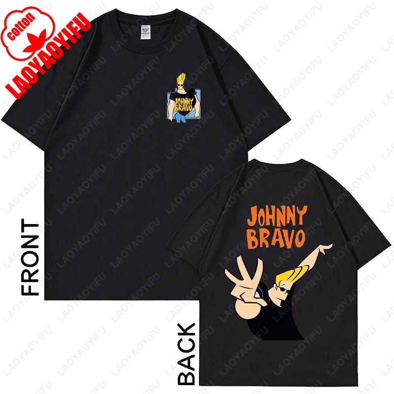Vintage Cartoon Network Johnny Bravo Was Here Reckless Cotton Tshirt Im Pretty Graphic Print Tops Unisex Women Streetwear Tee Gift