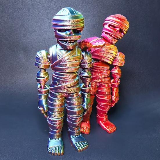 3D Printed Pharaoh Mummy Figurine Movable Joints Mummy Statue Articulated Sculpture Model Toy Home Office Desktop Decoration Ornament