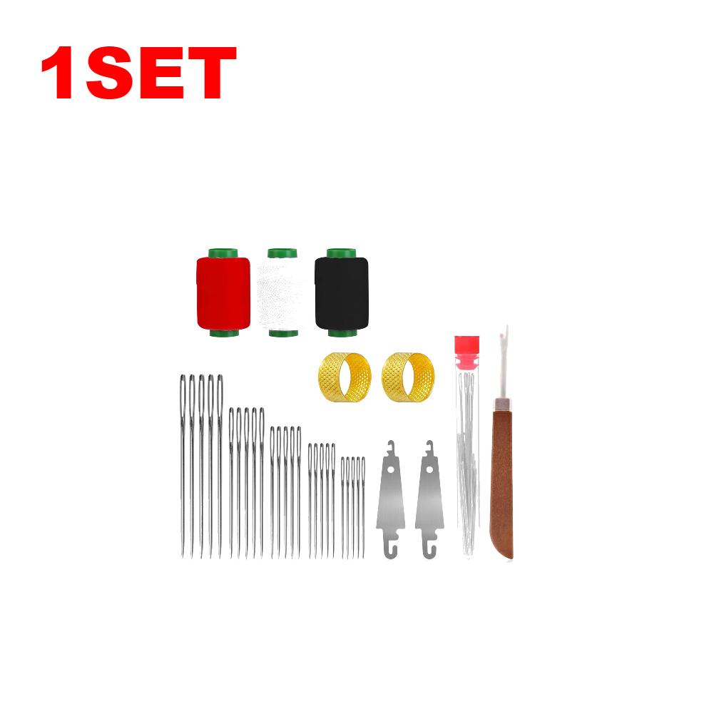 

34PCS Multi Size Big Eye Stainless Steel Sewing Needles Kit with Thimbles Thread Embroidery Cross Stitching Tools for DIY Craft