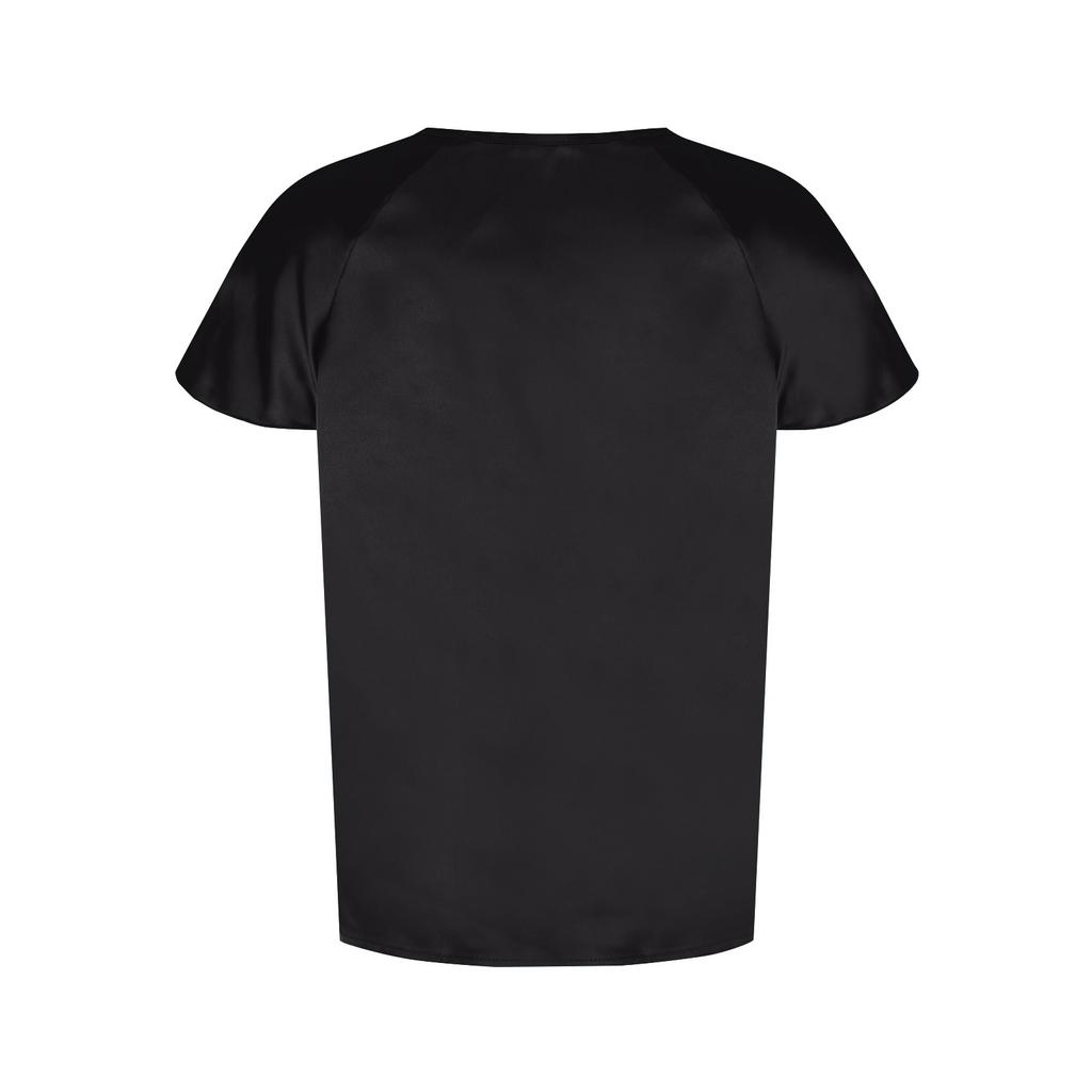 Top peplum holgado de Color liso plisado de satén elegante informal para mujer camisa con cuello asimétrico con detalle de mujer