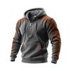 Autumn Winter Men's Casual Hooded Hoodies Fashion Patchwork Fleece Warm Sweatshirts
