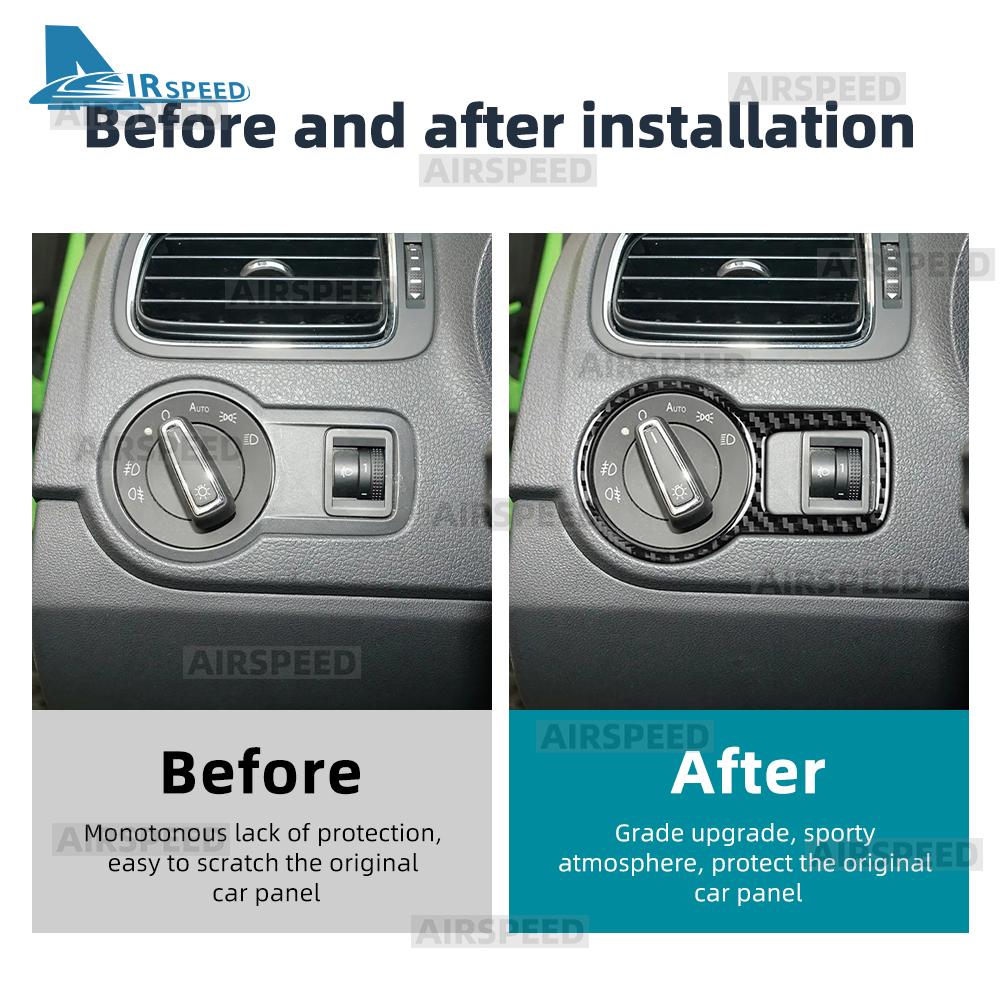 Real Soft Carbon Fiber Sticker For Volkswagen VW Polo MK5 6R 2010 2011 2012 2013 2014 LHD RHD Car Headlight Switch Interior Trim