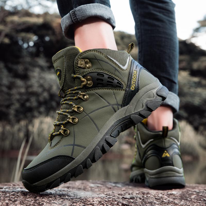 35-46 Couple Large Outdoor Mountaineering Shoes Casual Hiking Shoes with Velvet Warm High Top Cotton Shoes Snow Boots