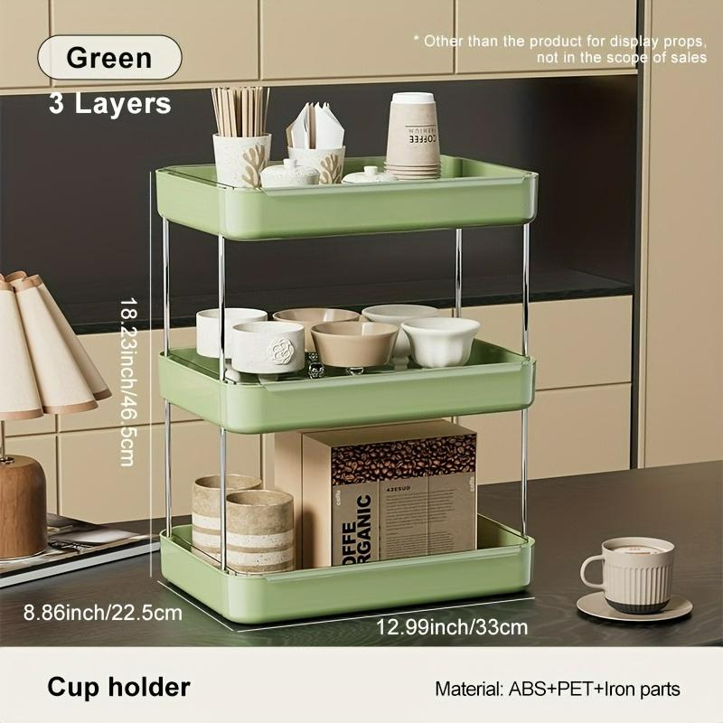 

Multifunctional Drain Cup Rack, Large Capacity Stainless Steel Tea Cup Storage Holder, Freestanding Standing Shelf for Kitchen светло-зеленый