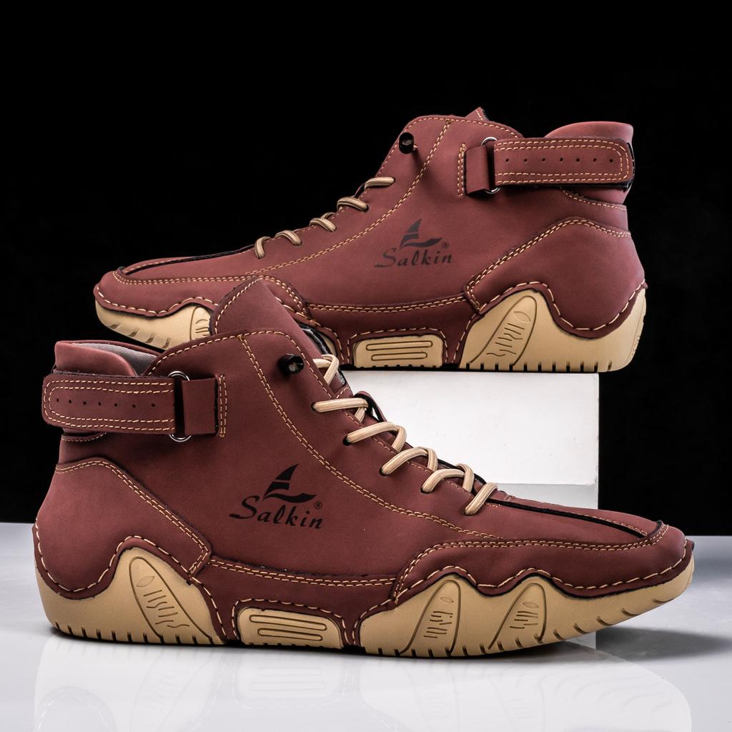 New 2025 Handmade Men Boots Design Sneakers Man Outdoor Casual Leather Men Shoes Ankle Boots Fall Breathable Hot Sale