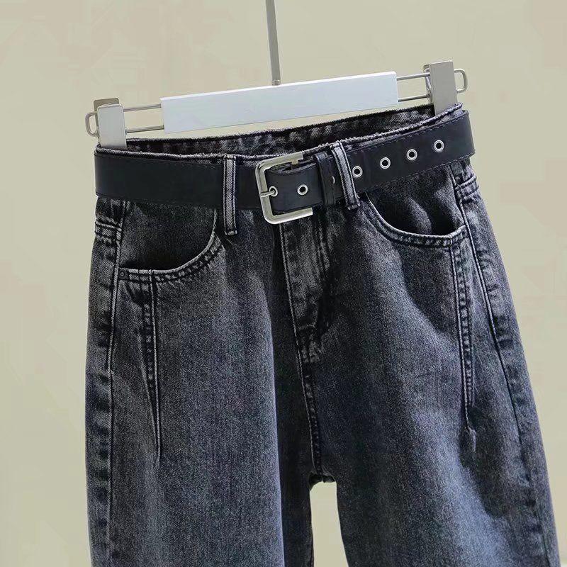 2025 Plus Size Women's Velvet Thickened High Waist Slimming Wide Leg Harem Jeans for Autumn and Winter.