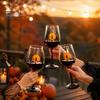 Set di Bicchieri da Vino a Tema Halloween con Gambo, Calice Artistico Dipinto a Mano, Bicchiere da 720 ml, Vetro Decorativo Stagionale