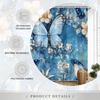 1Pc Shower Curtain - Vibrant Blue Butterfly & Pastel Floral Design With Soft Pink Accents, Whimsical Nature-Inspired Bathroom