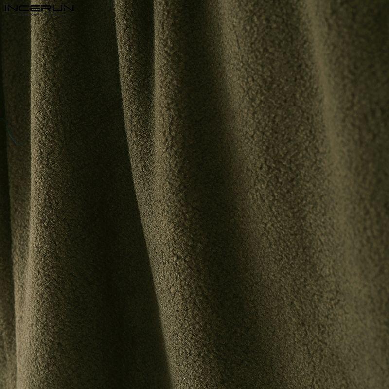 INCERUN Two Pieces Sets Winter Autumn Men Long Sleeve Furry Pullovers Long Pants Casual Outfits