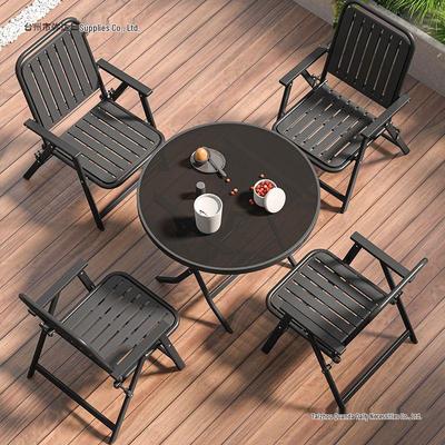 Waterproof Outdoor Folding Chair & Picnic Table Set with Backrest for Beach, Balcony, and Camping
