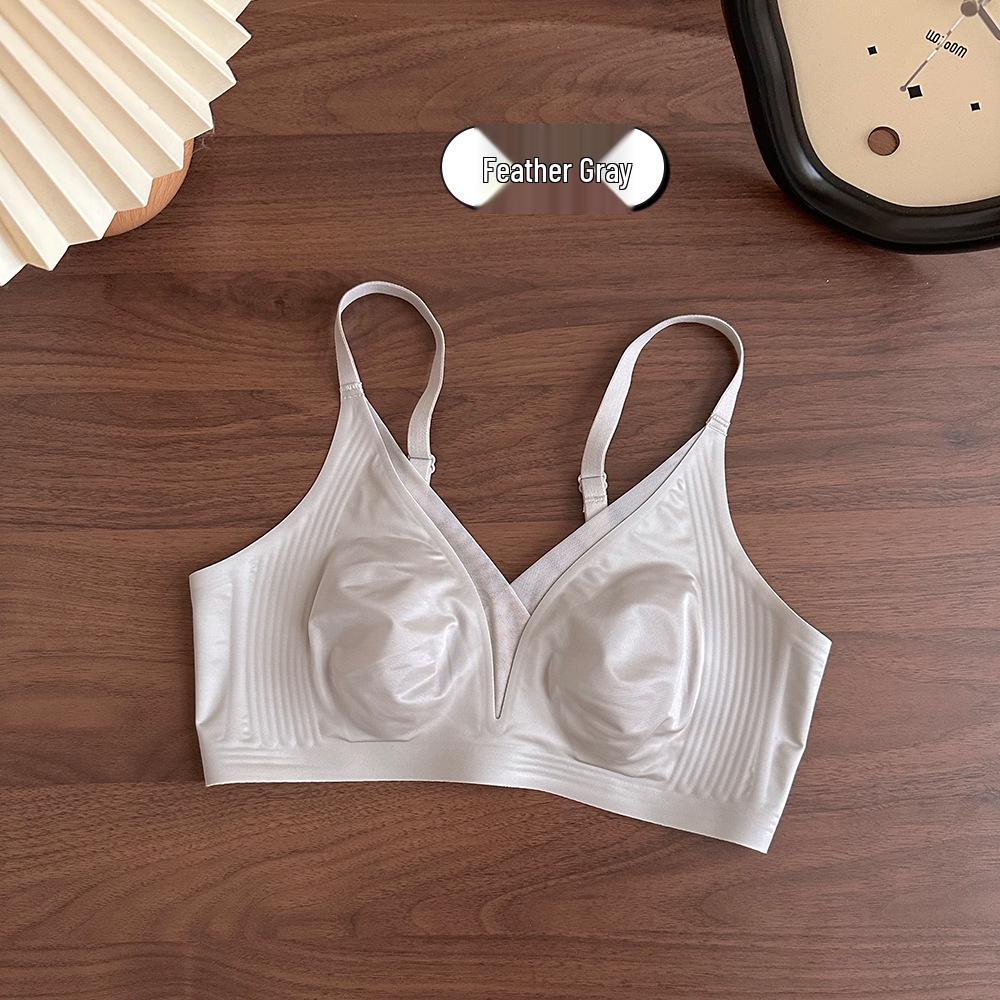 French Pearlescent Ultra-Thin Bust-Minimizing Seamless Bra with Rabbit Ear Cups