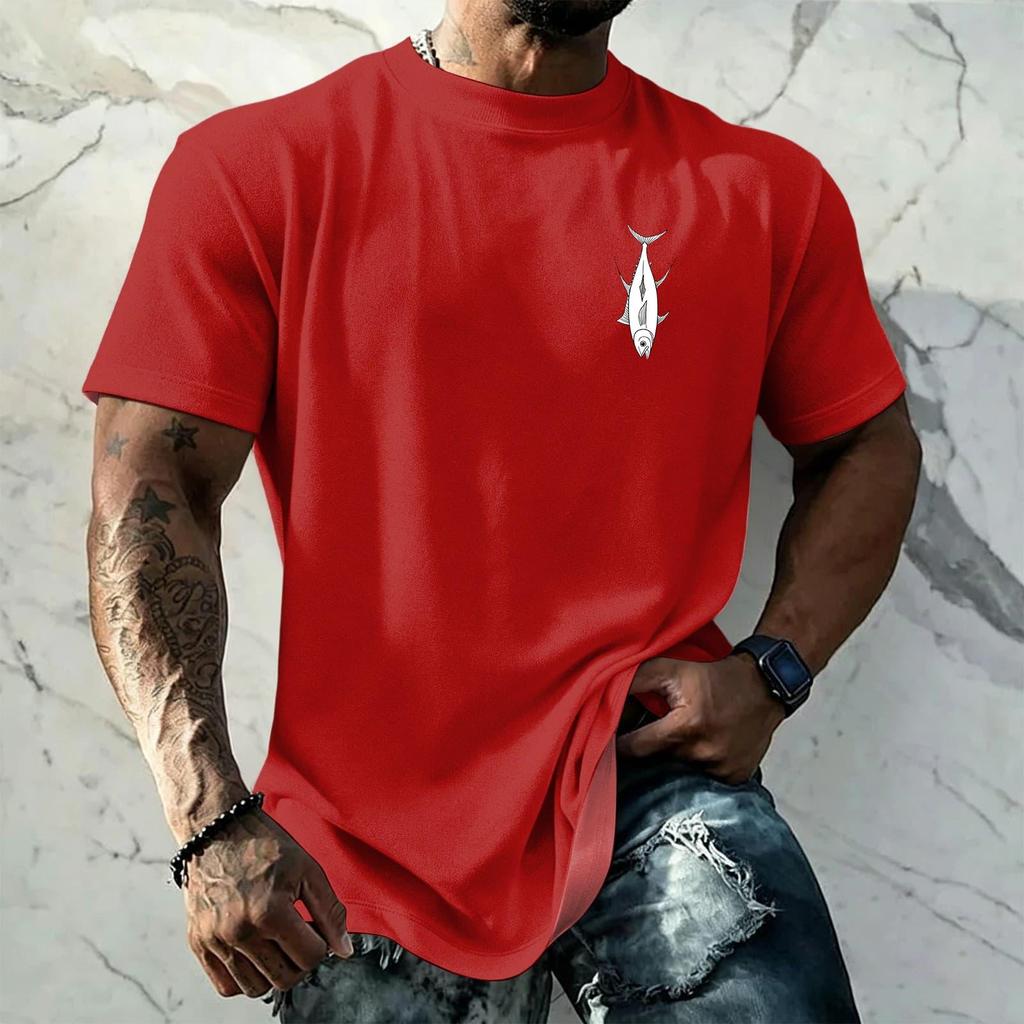Men's Vintage Texture Printed Short Sleeve T Shirt Loose Fit Casual Summer Daily Wear Top Lightweight Breathable Fabric
